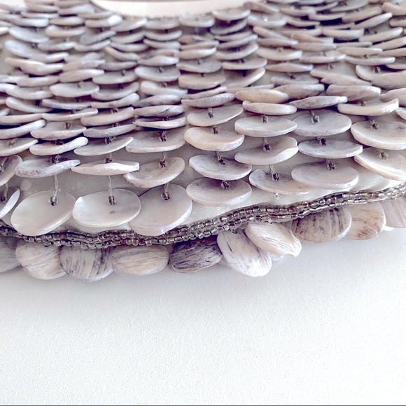 CAPIZ SHELL SEQUINED BEADED TOP HANDLE CLUTCH BAG - Picture 6 of 6